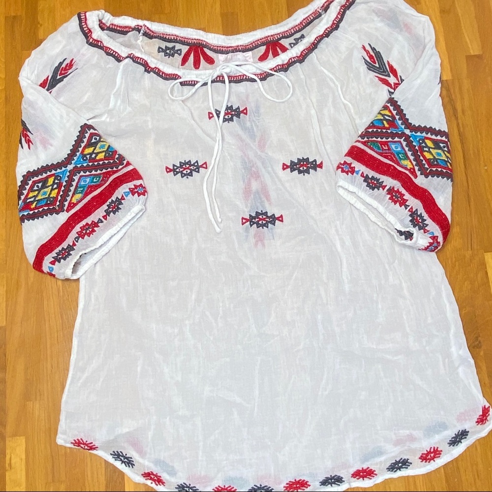 Johnny Was (Biya) Embroidered Peasant Blouse